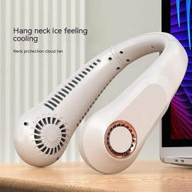 Portable Mini Hanging Neck Fan Digital Display Power Venter Bladeless Neck Fan Air Cooler USB Rechargeable Electric Fan
