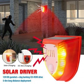 129db Sensor Warning Light 6LED Solar Alarm Security Alarm DC Charging Solar Alarm Red Light Motion For Farm